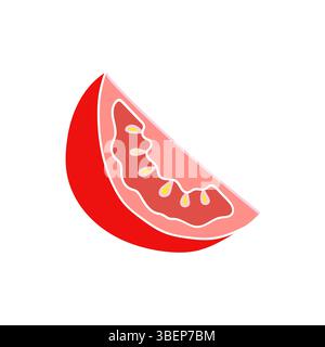 Illustration végétale mignonne dans le style de dessin à la main. Icône tomate sur fond blanc. Contour blanc. Conception pour cartes postales, flyers, bannières. Icône Illustration de Vecteur