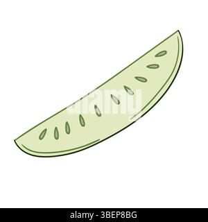 Illustration végétale mignonne dans le style de dessin à la main. Icône concombre sur fond blanc. Conception pour cartes postales, flyers, bannières. Icône Illustration de Vecteur