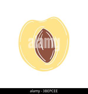 Illustration de fruits mignons dans le style de dessin à la main. Contour blanc. Icône d'abricot sur fond blanc Illustration de Vecteur