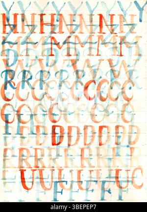 collage de lettres aquarelles Banque D'Images