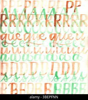 collage de lettres aquarelles Banque D'Images