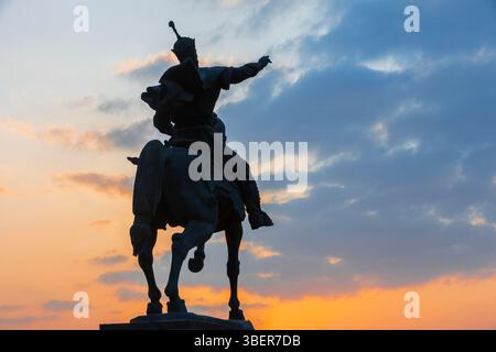 Monument équestiran à Amir Timur, également connu sous le nom de Tamerlan (1320s-1405) à Tachkent, Ouzbékistan Banque D'Images