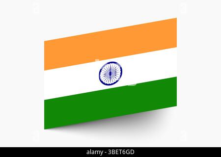 Drapeau de l'Inde. Drapeau de l'Inde couleurs officielles inclinées icône numérique illustration vectorielle design. Illustration de Vecteur