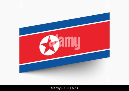 Drapeau de Corée du Nord. Drapeau de la Corée du Nord couleurs officielles inclinées icône numérique illustration vectorielle design. Illustration de Vecteur