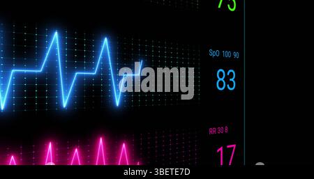 Image de l'électrocardiographe sur fond noir Banque D'Images