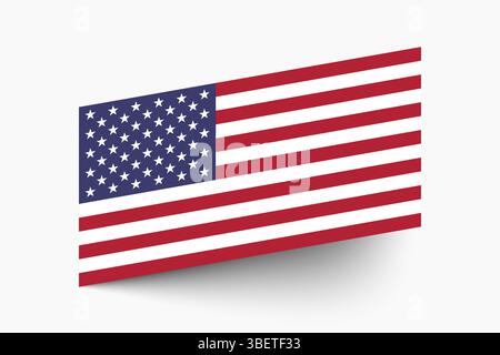 Drapeau des États-Unis d'Amérique. Amérique drapeau couleurs officielles inclinées icône numérique illustration vectorielle design. Illustration de Vecteur