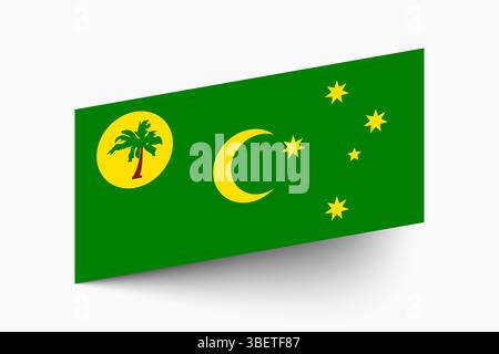Drapeau des îles Cocos (Keeling). Cocos (Keeling) Islands drapeau des couleurs officielles icône inclinée illustration vectorielle numérique design. Illustration de Vecteur