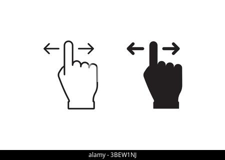 Icône de glissement, signe de défilement de médias sociaux, conception de diapositive dans le style plat vectoriel, icône vectorielle de geste d'écran tactile, vecteur de glissement Illustration de Vecteur