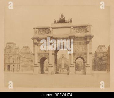 X photo., Arc de Triomphe de la place du Carrousel, Paris, France, verso - au crayon, France., photographie, photos, photographies, 1472 PARIS - Arc de Triomphe de la place du Carrousel, recto - en négatif écrit, X. Phot. [ ?], 7., hauteur 210 mm, largeur 274 mm, hauteur 343 mm, largeur 446 mm, photographe, 1870 - 1900, troisième quart 19ème siècle, quatrième quart 19ème siècle, papier photographique, papier, carte, carton, carton, imprimé album Banque D'Images