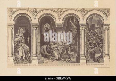 Schwind, Moritz von, Albert, Joseph, photoreproduction d'une scène de conte de fées Die Sieben Raben van de gebroeders Grimm porte Moritz von Schwind, recto - manuscrit, cette photo fait partie d'une couverture avec six photos et une feuille de texte., photographie, photo, reproduction, photos, livres photographiques illustrés, 5, hauteur 108 mm, largeur 183 mm, 1825-03-05 - 1886-03-05, photographe, 1863 - 1868, papier photographique, papier photo, tirage d'album, impression à l'albumine, concept de travail, autrichien, 1804 - 1871-02-08 Banque D'Images