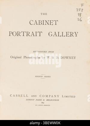 La galerie de portraits de cabinet : reproduite à partir de photographies originales de W. et D. Downey quatrième série, la galerie de portraits de cabinet : reproduite à partir de photographies originales de W. et D. Downey quatrième série, verso face avant - autocollant, livre, photos, livres photographiques illustrés, John MacGregor Leith., hauteur 250 mm, largeur 208 mm, épaisseur 35 mm Banque D'Images