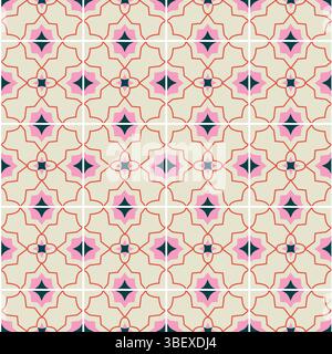 Simple abstrait moderne motif sans couture carrelé. Conception rose vectorielle de ligne mignonne pour tissu, papar mural, papier d'emballage. Illustration de Vecteur