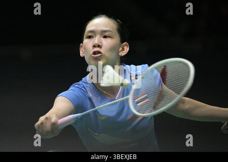 Singapour. 30 mai 2025. Pornpawee Chochuwong fait son retour lors du match de quart de finale en simple féminin entre Wang Zhiyi de Chine et Pornpawee Chochuwong de Thaïlande au Badminton Open de Singapour 2025 à Singapour, le 30 mai 2025. Credit : puis Chih Wey/Xinhua/Alamy Live News Banque D'Images