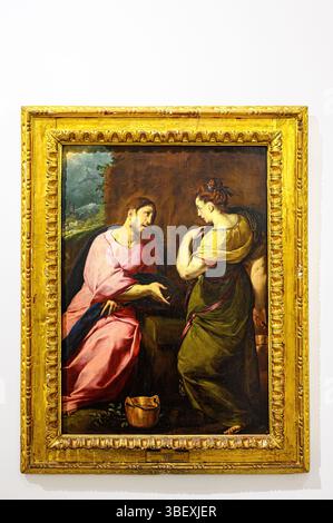 Peinture ancienne sur un mur de la cathédrale catholique médiévale. Banque D'Images
