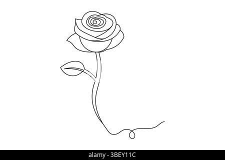 Fleur de rose dessin de ligne continue élégant une ligne Art d'une rose minimaliste. illustration vectorielle Illustration de Vecteur