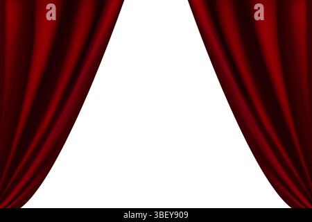 Rideaux de soie rouge ou de velours pour la décoration de scène de théâtre ou de fenêtre. Vecteur Realistic3d Illustration de Vecteur
