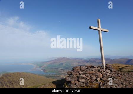 Le sommet du mont Brandon, le point culminant de la péninsule de Dingle, dans le comté de Kerry, en Irlande Banque D'Images