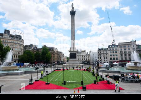 Trafalgar Square, Londres, Royaume-Uni. 30 mai 2025. HSBC Championships court de tennis à Trafalgar Square, crédit : Matthew Chattle/Alamy Live News Banque D'Images