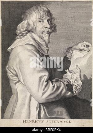 Dyck, Anthony van, Anvers, Ponce, Paulus, portrait du peintre Hendrik van Steenwijck (II), recto en bas à droite - manuscrit à l'encre brune, impression, verso en bas à gauche - estampillé, Henricus Steenwyck, recto en bas - manuscrit à l'encre brune, Paul du Pont sculpsit, hauteur 259 mm, largeur 184 mm, Sud-néerlandais, 1603 - 1658-01-16, graveur, 1616 - 1657, papier, gravure, gravure (procédé d'impression), flamand, Néerlandais, 1599-03-2 - 1641-12-09 Banque D'Images
