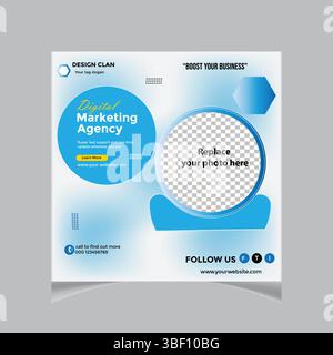 Modèle de publication de médias sociaux moderne pour une agence de marketing numérique Illustration de Vecteur