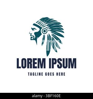 Vintage Chief Indian Native Tribe Head face logo Vector Illustration de Vecteur