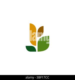 Design du logo Growth Leaf. Conception de logo vectoriel pour l'agriculture, l'agriculture, la nature Illustration de Vecteur