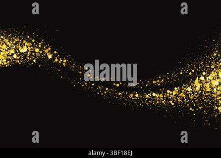 Illustration vectorielle arrière-plan représentant Golden Glitter Particle Wave sur noir. Design abstrait avec étincelles et lueur avec une composition élégante Illustration de Vecteur
