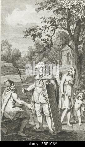 Buys, Jacobus, Netherlands, Vinkeles, Reinier (I), vêtements et armures du Bataven, guerrier et famille de Bataven., estampe, historien, estampes, plaques historiques Frederik Muller, hauteur 236 mm, largeur 150 mm, Noord-Nederlands, 1741-06-19 - 1816-01-30, graveur, 1784 - 1786, quatrième quart 18ème siècle, papier, gravure, etsen, conception de travail, 1724-11-19 - 1801-04-07 Banque D'Images