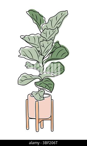 Plant de figue feuille de violon dans un pot en céramique moderne Illustration de Vecteur