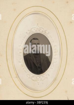 Portrait d'un homme barbu, cette photo fait partie d'un album., photographie, photo, carte-de-visite, feuille d'album, photos, hauteur 100 mm, largeur 61 mm, photographe, 1860 - 1900, fer (métal), fer, carton, ferrotypage, couleurs à la main Banque D'Images