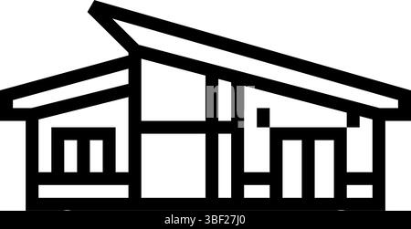 illustration vectorielle d'icône de ligne en bois minimaliste moderne de cabine en bois Illustration de Vecteur