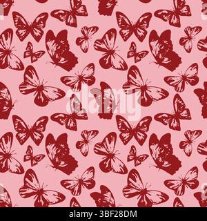 Motif avec des papillons sur fond rose Illustration de Vecteur