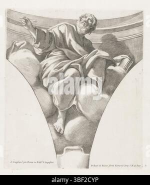 Rome, Rossi, Giovanni Giacomo de', Rome, Lanfranco, Giovanni, Italie, Cesio, Carlo, peintures dans la Cappella Buongiovanni, évangéliste avec livre et plume, verso - estampillé, impression, hauteur 257 mm, largeur 223 mm, italien, 1622 - 1682, imprimeur, 1632 - 1682, papier, gravure, 1582-01-26 - 1647-11-30, par peinture, publication (événement), publication, 1627 - 1691, éditeur Banque D'Images