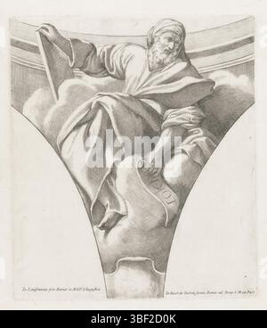 Rome, Rossi, Giovanni Giacomo de', Rome, Lanfranco, Giovanni, Italie, Cesio, Carlo, peintures dans la Cappella Buongiovanni, évangéliste avec livre et rouleau, verso - estampillé, impression, hauteur 257 mm, largeur 222 mm, italien, 1622 - 1682, imprimeur, 1632 - 1682, papier, gravure, 1582-01-26 - 1647-11-30, par peinture, publication (événement), publication, 1627 - 1691, éditeur Banque D'Images