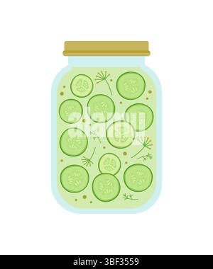 Tranches de concombre marinées dans un pot en verre. Banque D'Images