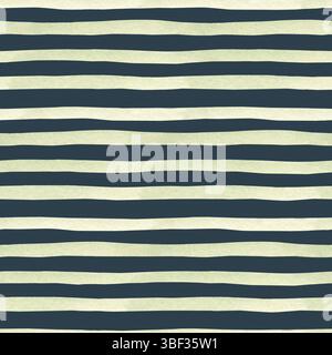 Motif rayé vert pastel dessiné à la main sur un fond bleu foncé. Aquarelle texture sans couture à partir de traits de pinceau horizontaux, lignes. Pour textile Banque D'Images