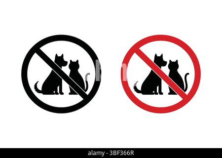 Aucun animal autorisé signe, symbole d'interdiction pour les chiens et les chats, illustration vectorielle Illustration de Vecteur