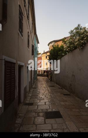Veli Losinj, Croatie-25 juillet 2024 : belles rues et vieilles maisons aux façades colorées dans la petite ville de Veli Losinj, Croatie Banque D'Images