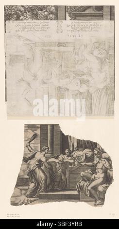 Coxie, Michiel (I), Italie, Maître des dés, histoire d'Amor et Psyché, Psyché puni par Smart et douleur, verso - estampillé, les personnifications de la tristesse et de la douleur punissent Psyché au nom de la déesse Vénus. Vénus est assis à droite sur une chaise et montres., impression, hauteur 170 mm, largeur 217 mm, italien, allemand, graveur, 1530 - 1560, papier, gravure, gravure (procédé d'impression), ton de plaque, conception de travail, Hollande du Sud, 1499 - 1592-03-10 Banque D'Images