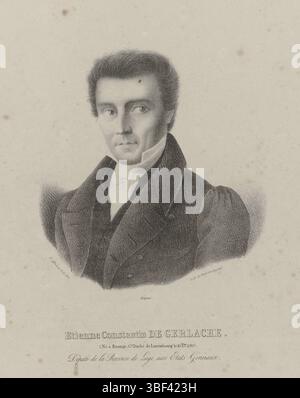 Belgique, Van den Burggraaff, Guillaume Philidor, Belgique, Montius, E., Etienne Constantin de Gerlache. Né à Biourge, Gd Duché de Luxembourg le 25 Xbre 1785. Député de la Province de Liège, aux Etats généraux, Portrait d'Etienne Constantin de Gerlache, 1829, sous - imprimé, Portrait d'Etienne Baron de Gerlache, accepté au nom de la Province de Liège dans les Etats généraux, vers 1830. Fait partie d'un groupe de portraits de personnes ayant participé à la Révolution belge ou donc réputées pour celle-ci, estampe, Frederik Muller plaques historiques, dépôt, hauteur 340 mm, largeur 275 mm, graveur, 182 Banque D'Images