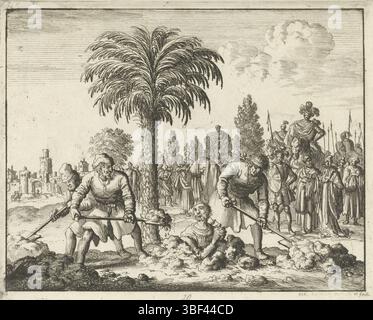 Amsterdam, Oossaan, Aart Dircksz., Amsterdam, Wybrants, Sander, Swart, Widow Steven, Blom, Joannes, Bergh, Herman van den, Deyster, Jacobus van der, Luyken, Jan, recto - écriture manuscrite au crayon, impression, illustration de livre, impressions, Vitalis enterré vivant, verso - estampé, 20, hauteur 120 mm, largeur 147 mm, Noord-Nederlands, 1649-04-16 - 1712-04-05, graveur, 1685 - 1685, papier, gravure, conception de travail, selon sa propre conception, publication, éditeur, édition (événement), édition, Banque D'Images