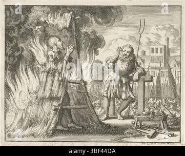 Amsterdam, Oossaan, Aart Dircksz., Amsterdam, Wybrants, Sander, Swart, Widow Steven, Blom, Joannes, Bergh, Herman van den, Deyster, Jacobus van der, Luyken, Jan, recto - écriture à l'encre brune, impression, illustration de livre, impressions, Jan Bosch, Maastricht Burned, 1559, verso estampillé, 73, Jan Bosch Ao 1559, hauteur 117 mm, largeur 145 mm, Noord-Nederlands, 1649-04-16 - 1712-04-05, graveur, 1685 - 1685, papier, gravure, etsen, conception de l'œuvre, 1649-04-04-05, selon sa propre conception, publication (Event, Publishing, NL Banque D'Images