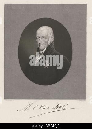 Buffa en Sonen, Frans, Hamburger, Johan Coenraad, Lange, Johannes Philippus, M.C. van Hall, Portrait de Maurits Cornelis van Hall, recto-preegd, Portrait de Maurits Cornelis van Hall en ovale à gauche de Maurits Cornelis van Hall, juriste, tête nue et enveloppé de vêtements de gala., impression, estampillé verso, hauteur 298 mm, largeur 217 mm, néerlandais, 1810-09-24 - 1849-10-29, graveur, 1848 - 1848, papier, gravure sur tige, gravure sur acier, 1809-03 - 1871, tireur intermédiaire, après dessin, publication (événement), publication, éditeur Banque D'Images