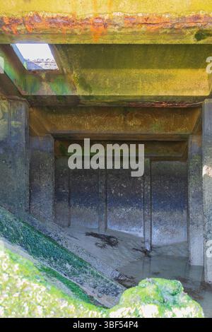 Les restes du port B de Mulberry (Port Winston) utilisés le jour J pour amener des troupes, du ravitaillement et des véhicules à Arromanches-les-bains (Calvados), en France Banque D'Images