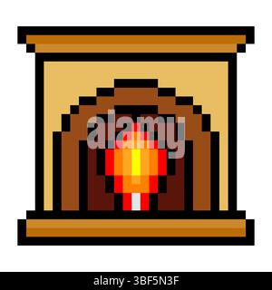 Cheminée dans le style pixel art Illustration de Vecteur