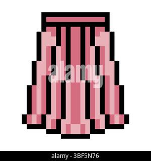 Jupe plissée avec pixel art isolé sur fond blanc Illustration de Vecteur