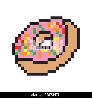 Beignets dans le style pixel art. Illustration de Vecteur