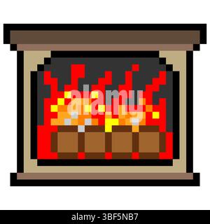 Cheminée dans le style pixel art Illustration de Vecteur