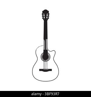 Silhouette ensemble de guitare sur fond blanc Illustration de Vecteur