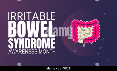 Mois de sensibilisation au syndrome du côlon irritable, compréhension et soutien Illustration de Vecteur